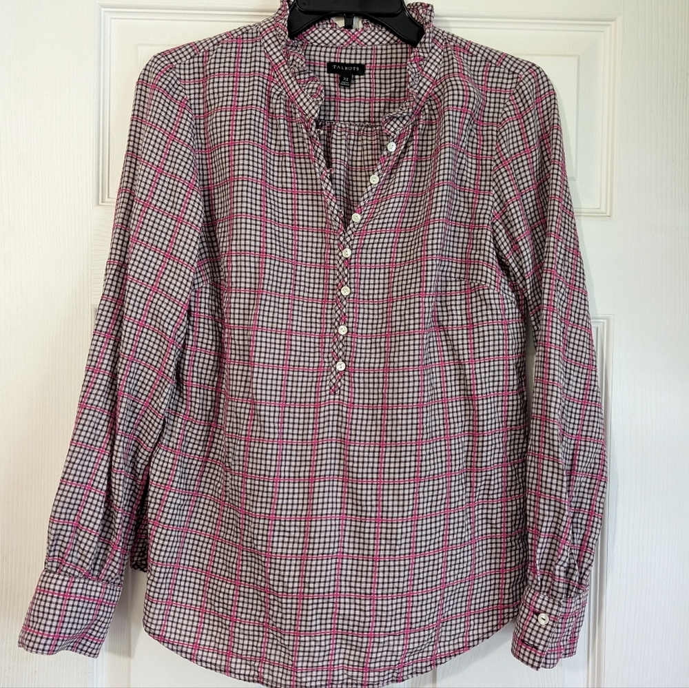 Talbots Long Sleeve Plaid Shirt Size XS